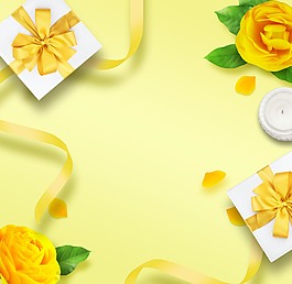 黄色植物礼物海报背景
