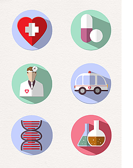 圆形矢量医疗医药图标素材