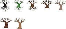 棕色各式树干矢量素材