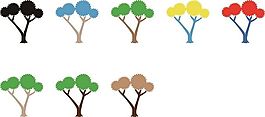 彩色圆圈树木矢量素材