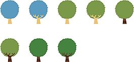 蓝绿色圆圈树木矢量素材
