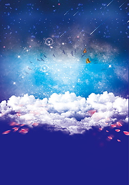 多彩花瓣云朵七夕情人节背景素材