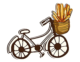 卡通手绘自行车面包矢量元素
