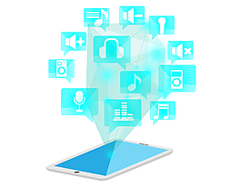 卡通蓝色科技手机图标矢量元素