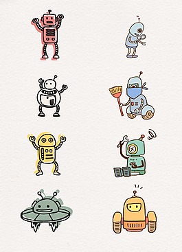 手绘线条机器人设计