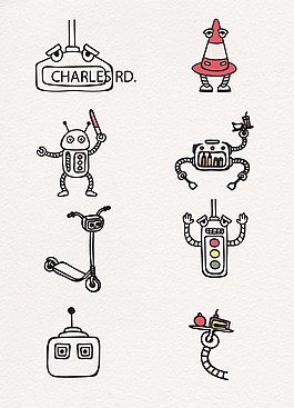 线条手绘创造机器人