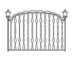 卡通扁平铁艺大门矢量元素