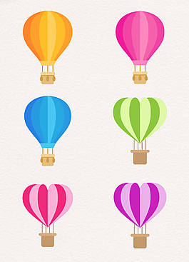 扁平化卡通彩色热气球eps素材