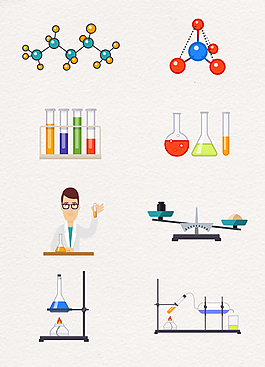 彩色手绘科学研究矢量素材