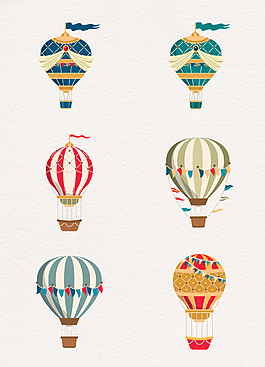 卡通童话热气球彩旗图案