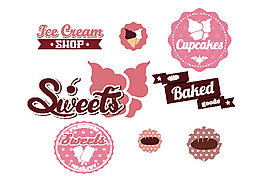多款粉色甜品店标签矢量素材