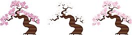 粉色弯曲樱花树矢量素材