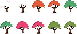 彩色各式树木矢量素材