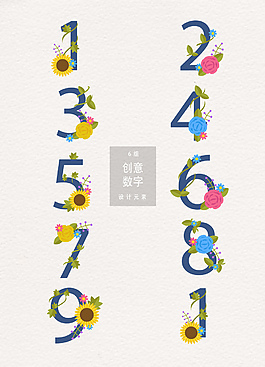 小清新创意数字设计装饰素材