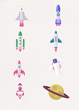 火箭飞船卡通设计图案