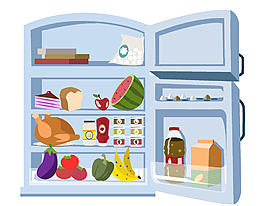 卡通电冰箱食品元素