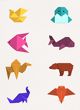 矢量彩色折纸动物图片