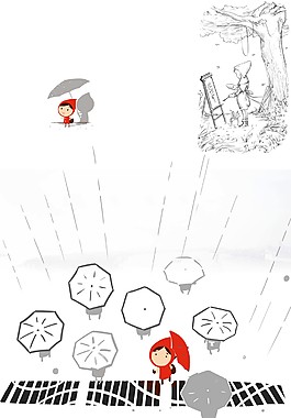 手绘下雨清新海报背景