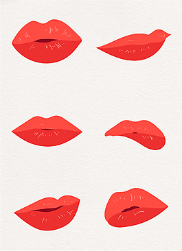 红色鲜艳女性嘴唇装饰元素