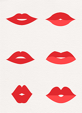 红色简洁卡通嘴唇设计元素