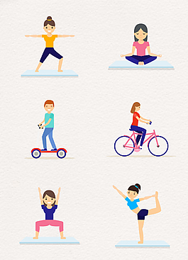 6款扁平化简约健身运动锻炼人物设计