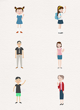 扁平化手绘一家人图片素材