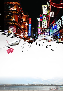 美丽韩国夜景广告背景