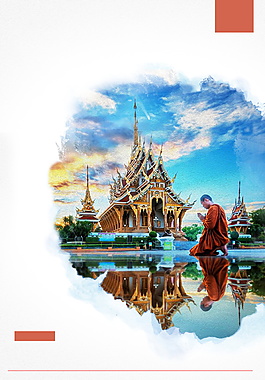 虔诚泰国寺庙广告背景