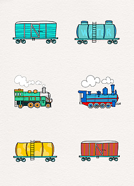 手绘玩具火车设计矢量图