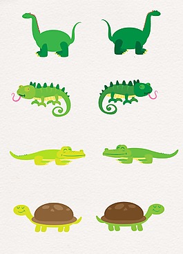 淡色绿色恐龙鳄鱼乌龟设计