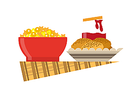 碗中美味的甜点食物矢量图