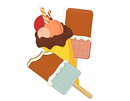 夏季冰凉多口味雪糕矢量图