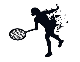 手绘运动打网球矢量图