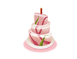 双层生日蛋糕甜点矢量图