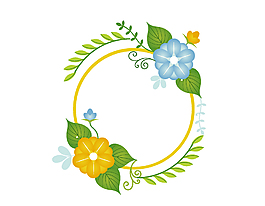 矢量手绘绿色清雅花环