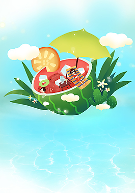夏日你好八月小清新背景