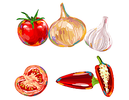 卡通炒菜配料矢量图