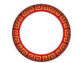 红色中国风圆形边框矢量素材