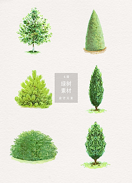 矢量绿树元素