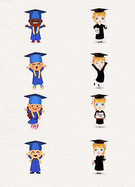 Q版可爱动漫人物卡通毕业生设计
