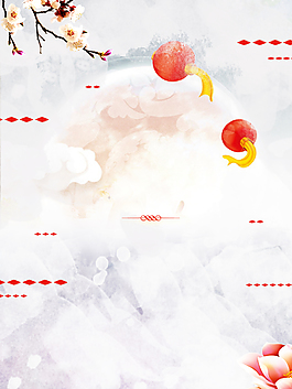 白色唯美梦幻中秋钜惠灯笼背景
