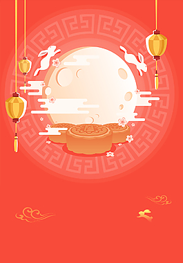 红色喜庆卡通中国国庆中秋背景