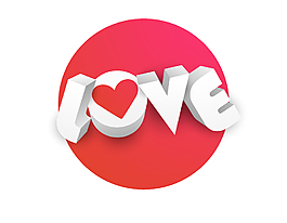 卡通立体字母LOVE元素