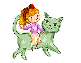 卡通可爱猫咪女孩元素