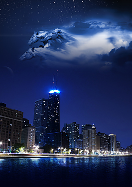 高档夜景地产背景