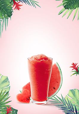 夏天冷饮西瓜汁海报背景