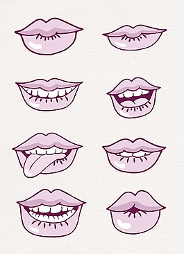 淡紫色卡通嘴唇设计