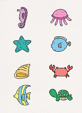 彩绘儿童画海洋生物设计