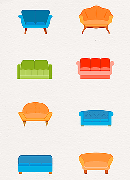 手绘椅子座椅沙发彩色家具设计