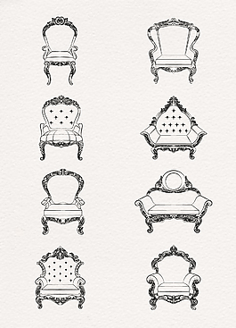 简约素描手绘欧式椅子设计